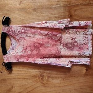Juicy Couture Womens Layered Tank Pink Snakeskin Print Soft Jersey Knit Size L